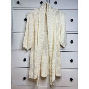 Guess cream knit cotton cardigan long sweater size XS trendy chic with pockets